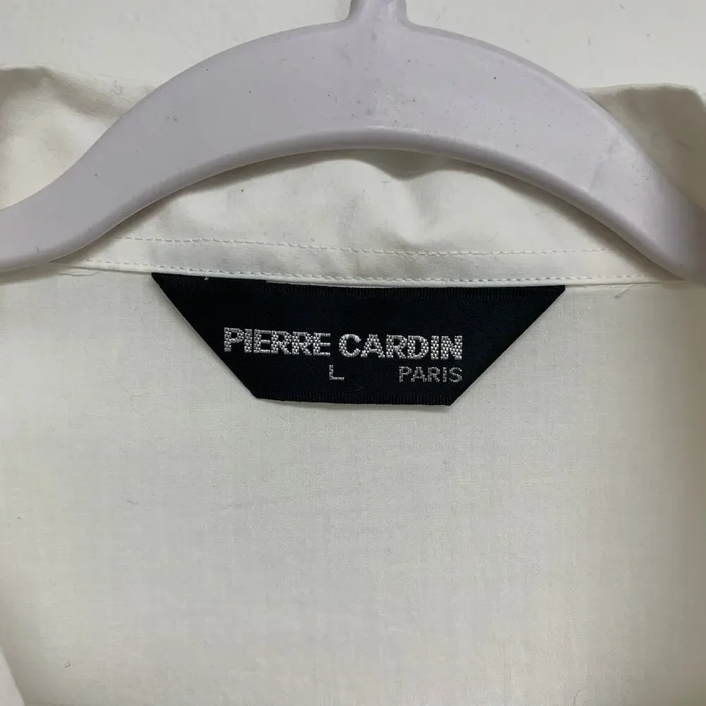 Vintage Pierre Cardin Size L White Zip Up Snap Button Light Jacket